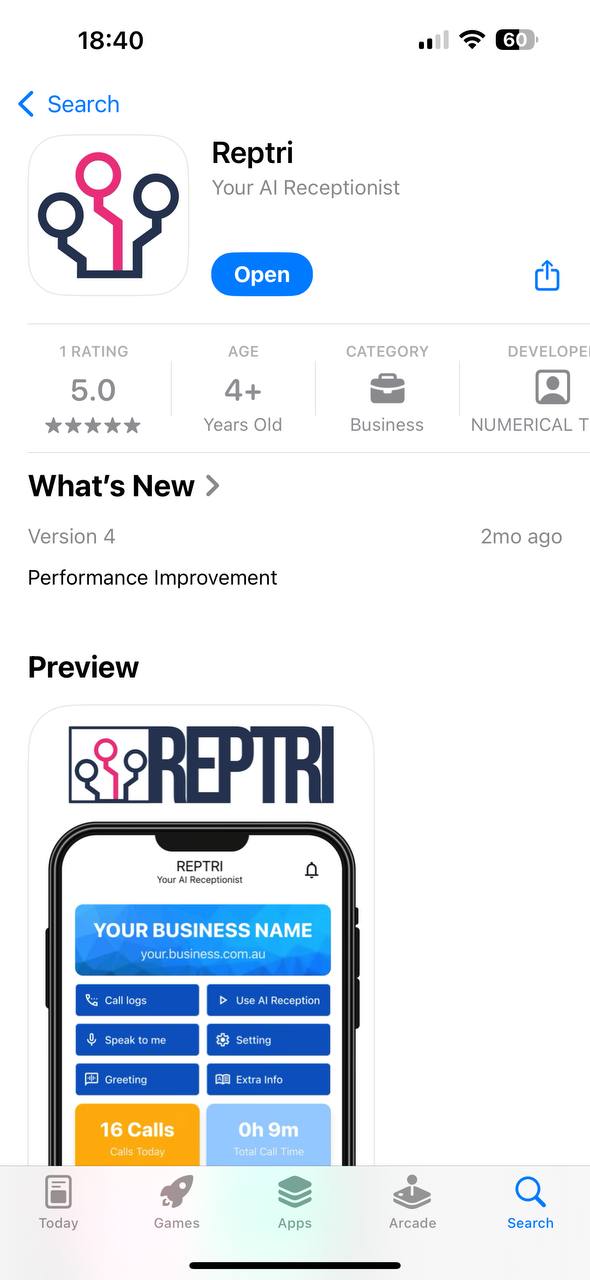 Reptri Ai Receptionist App Store